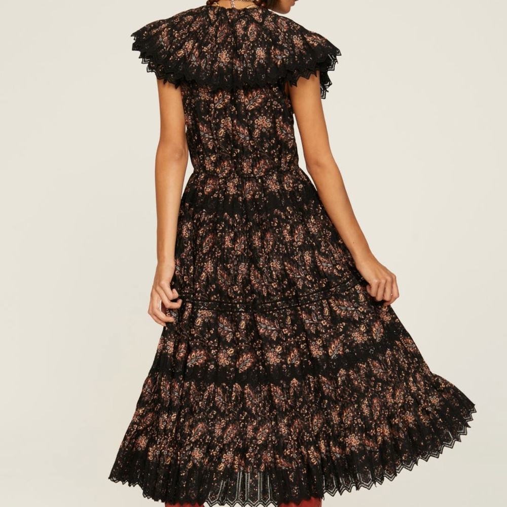 Ulla Johnson Black and Brown Floral Midi Dress - Picture 11 of 14